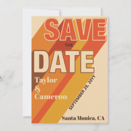 Long Shadow Groovy Orange und Brown Wedge Save The Date