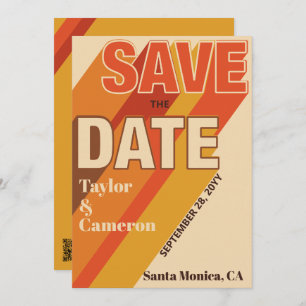 Long Shadow Groovy Orange und Brown Wedge Save The Date