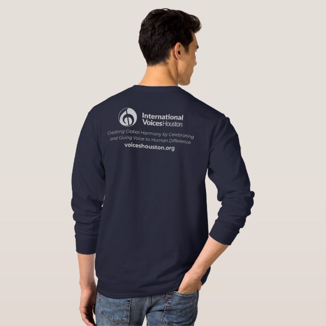 Long Sleeve IVH T - Shirt (weißes Logo auf Marine) (Schwarz voll)
