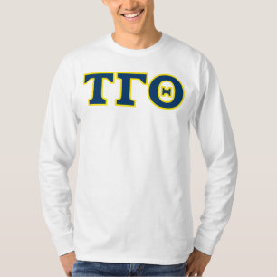 Long Sleeve Letters T-Shirt - Weiß mit Marine/Gelb