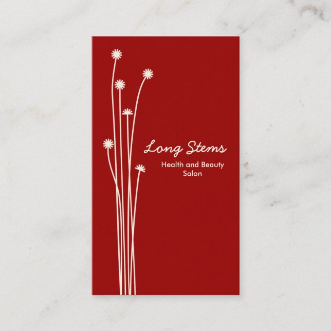 Long Stems - Dunkelrot auf Creme Visitenkarte (Vorderseite)