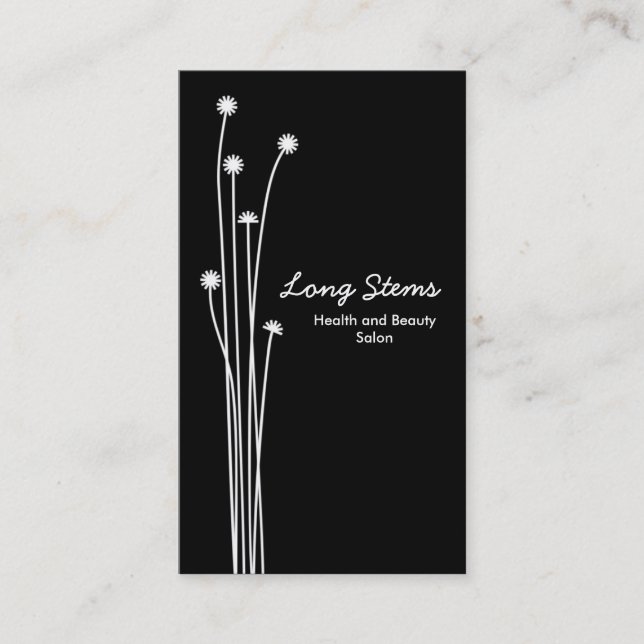 Long Stems - Schwarz und Weiß Visitenkarte (Vorderseite)