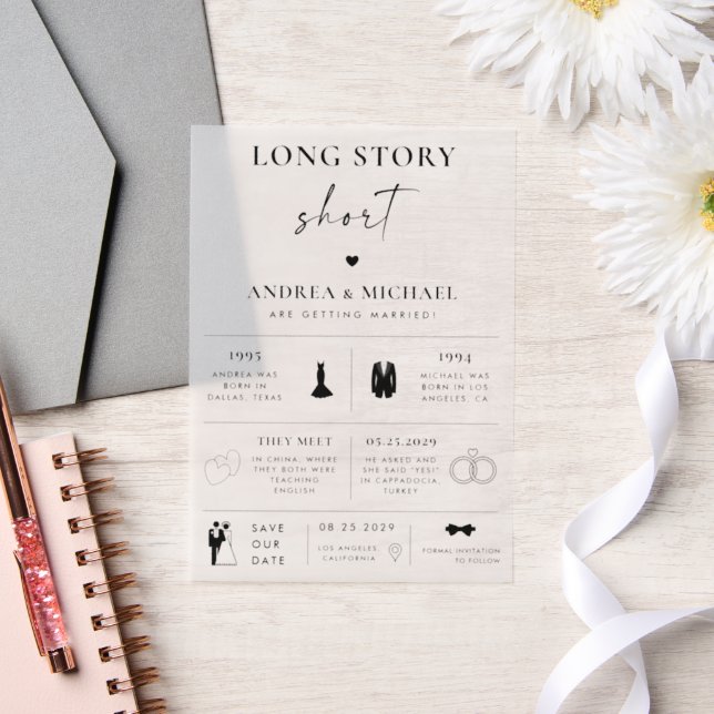 Long Story Short Infographic Save the Date Wedding (Hochzeit)