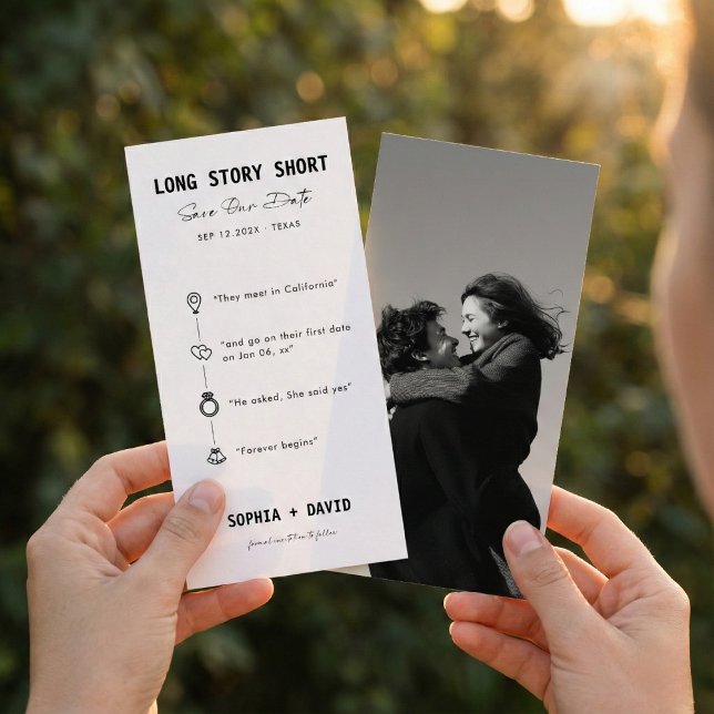 Long Story Short Minimalist Timeline Photo Wedding Save The Date (Von Creator hochgeladen)