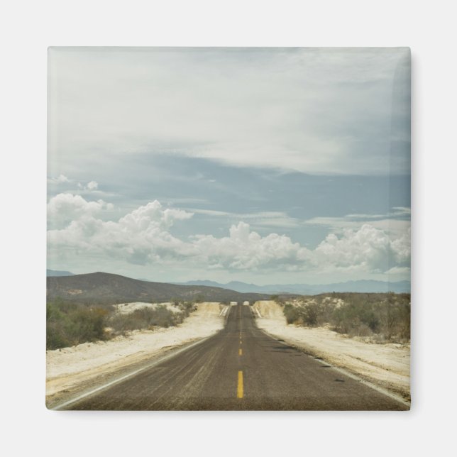 Long Straight Road durch mexikanische Baja Landsch Magnet (Vorne)