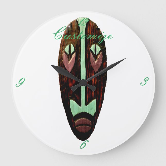 Long Tiki Mask Thunder_Cove Große Wanduhr (Vorderseite)