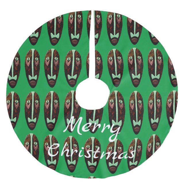 Long Tiki Mask Thunder_Cove Polyester Weihnachtsbaumdecke (Vorderseite)