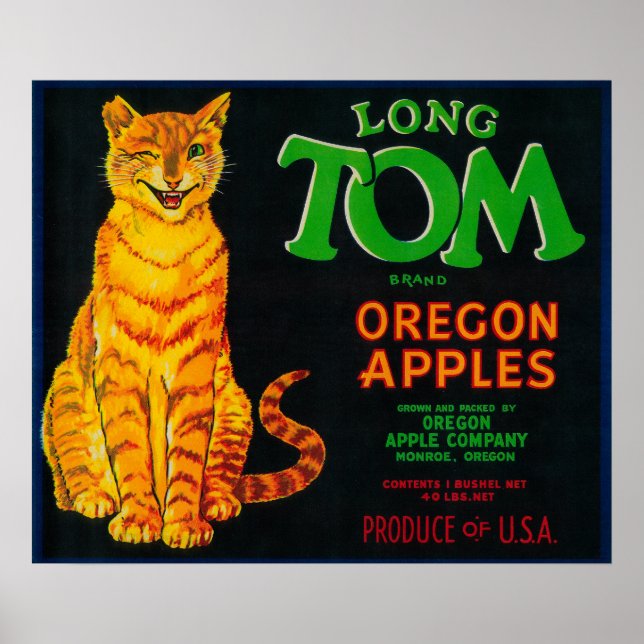 Long Tom Apple Crate LabelMonroe oder Poster (Vorne)