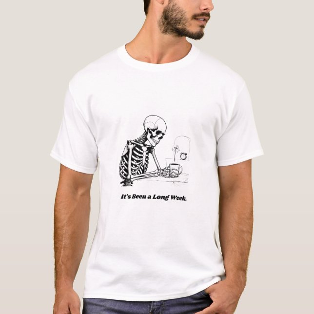 Long Week Skeleton T-Shirt | Minimalist (Vorderseite)