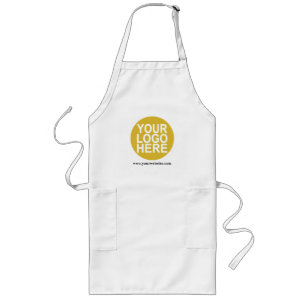 Long White Apron with Company Logo Promotional Lange Schürze