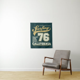 Longboard, das Kalifornien 76 surft Wandteppich