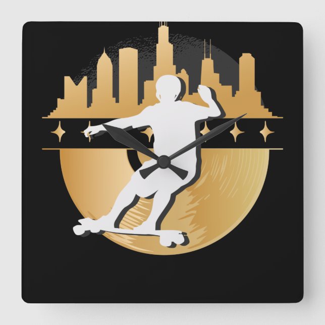 Longboard Downhill, Urban & Lifestyle Quadratische Wanduhr
