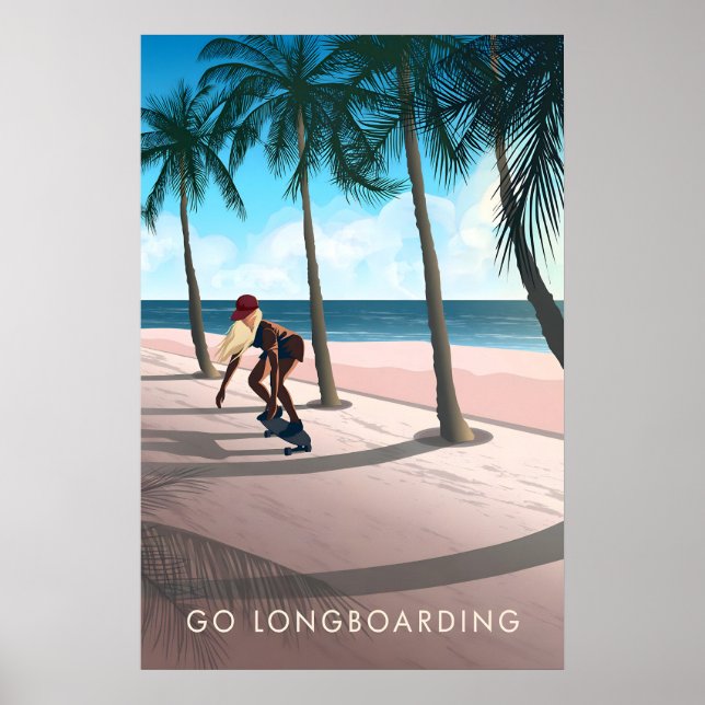 Longboard fahren Reisen Poster (Vorne)
