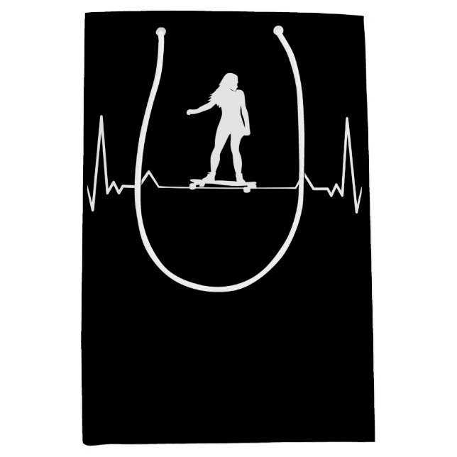 Longboard girl Heartbeat Mittlere Geschenktüte (Vorderseite)