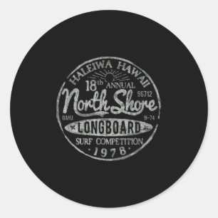 Longboard North Shore Surf Vintage Hawaii Strand Runder Aufkleber