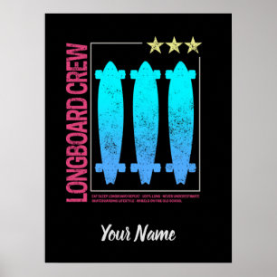 Longboard Olli Vintage-Design für Skater Poster