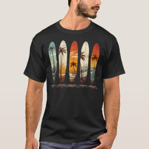 Longboard-Surfboards im Retro-Vintage-Stil Palmen T-Shirt