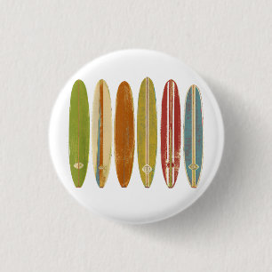 Longboard Surfboards im Vintage-Retro-Stil Surfen Button