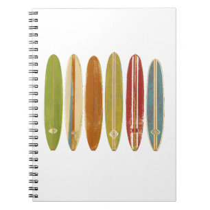 Longboard-Surfboards im Vintage-Retro-Stil Surfen Notizblock
