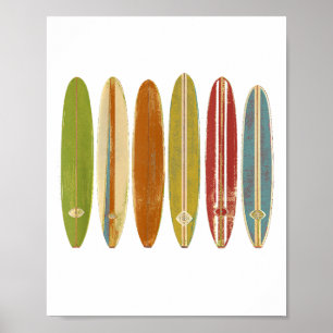 Longboard-Surfboards im Vintage-Retro-Stil Surfen Poster