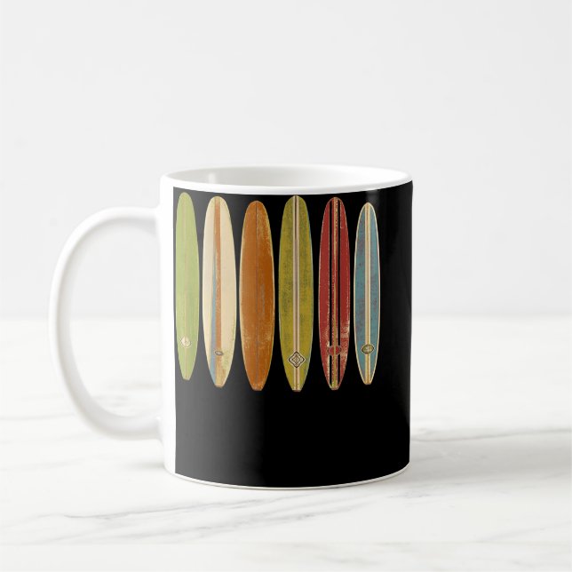Longboard Surfboards Vintage Retro Style Surfing 2 Kaffeetasse (Links)