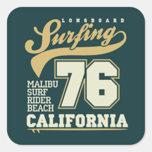 Longboard-Surfen Kalifornien 76 Quadratischer Aufkleber