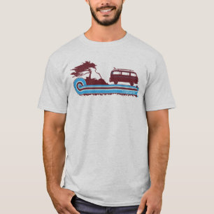 'Longboarder' Retro-Surf-T-Shirt in Marine & Aquam T-Shirt