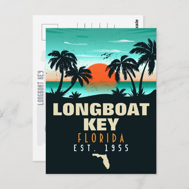Longboat Key Florida Retro Sunset Souvenirs 60er Postkarte (Vorne/Hinten)
