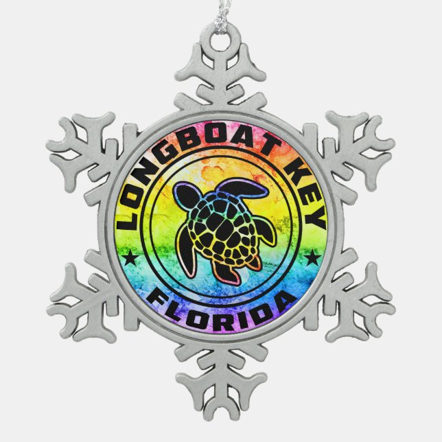 Longboat Key Florida Sea Turtle Schneeflocken Zinn-Ornament (Vorderseite)