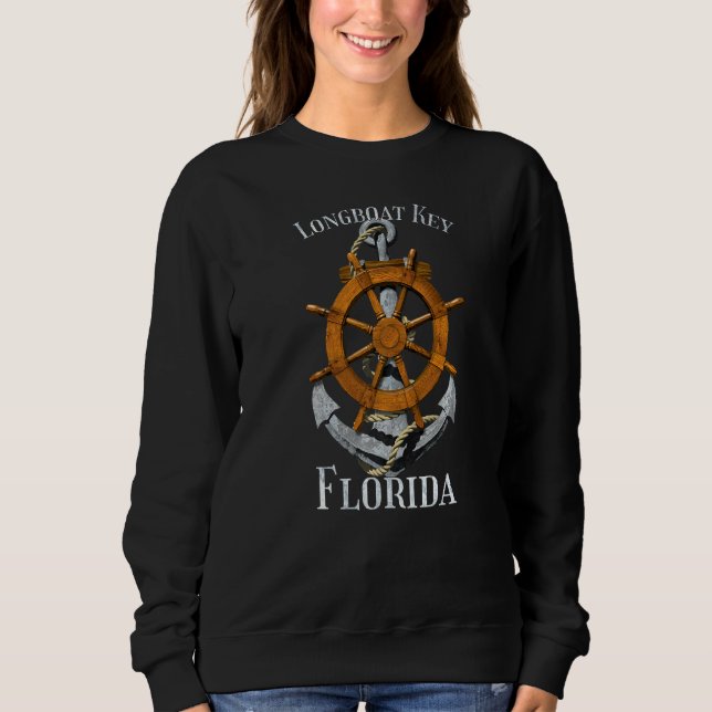 Longboat Key Florida Urlaub Nautical Anchor Segel Sweatshirt (Vorderseite)