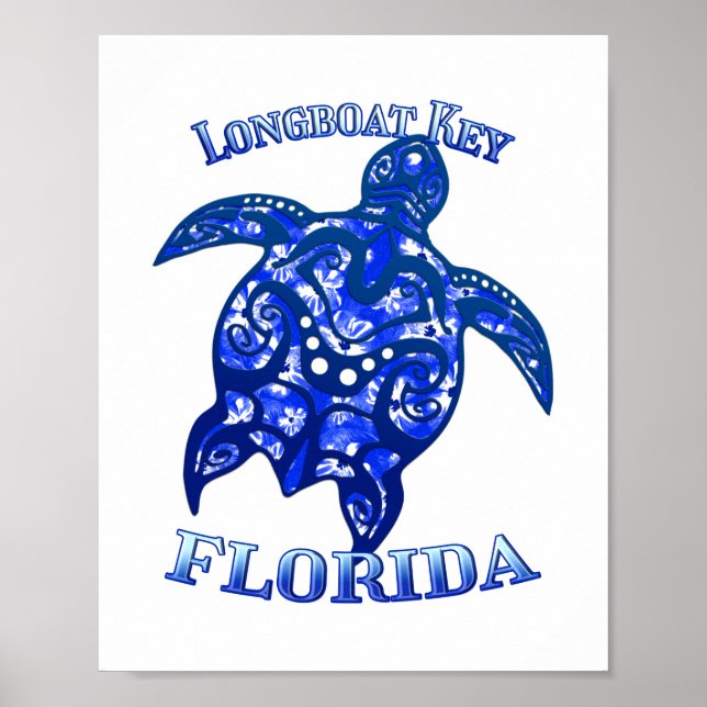 Longboat Key Florida Urlaub Tribal Turtle Poster (Vorne)