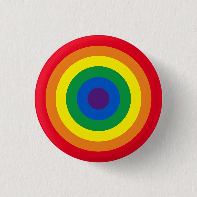 Longbt Regenbogen-Bullseye-Gay Pride Button (Vorderseite)