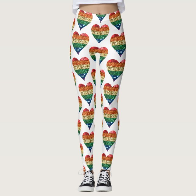 Longbt Regenbogenherz Leggings (Vorderseite)