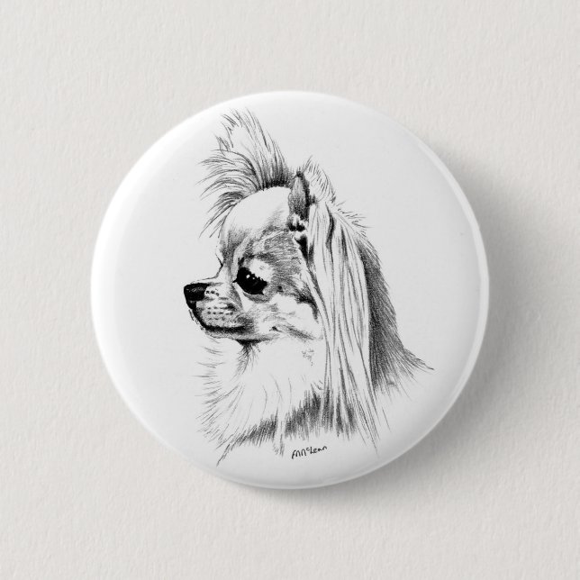 Longcoat Chihuahua Button (Vorderseite)