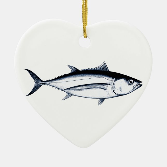 Longfin Albacore-Thunfisch-Logo Keramik Ornament (Vorne)