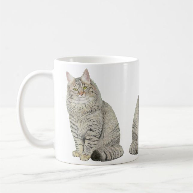 Longhair Tabby Cat Kaffeetasse (Links)