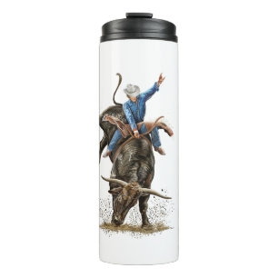 Longhorn Bull Rider Rodeo Power Western Art Thermosbecher