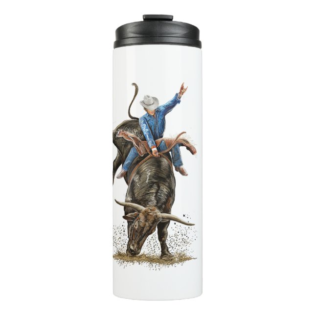 Longhorn Bull Rider Rodeo Power Western Art Thermosbecher (Vorderseite)