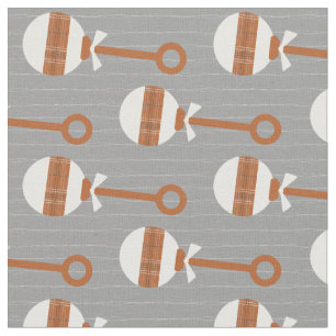Longhorn Burnt Orange Plaid Baby Rattle on Gray Stoff