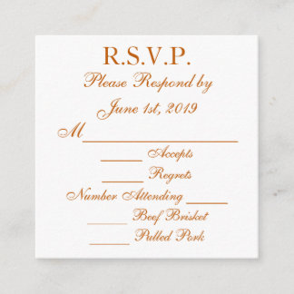 Longhorn Burnt Orange und Weiß Antwort RSVP Karte