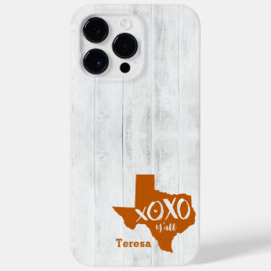 Longhorn Burnt Orange XOXO, Y'all - Texas Shape Case-Mate iPhone 14 Pro Max Hülle