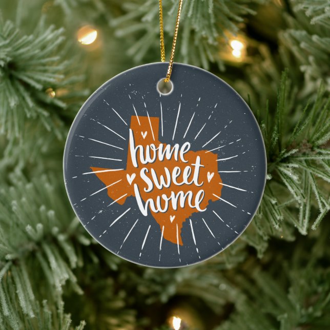 Longhorn Burnt Orange Zuhause Sweet Zuhause - Texa Keramik Ornament (Baum)