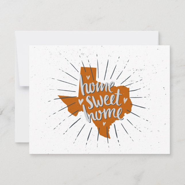 Longhorn Burnt Orange Zuhause Sweet Zuhause - Texa Mitteilungskarte (Vorderseite)