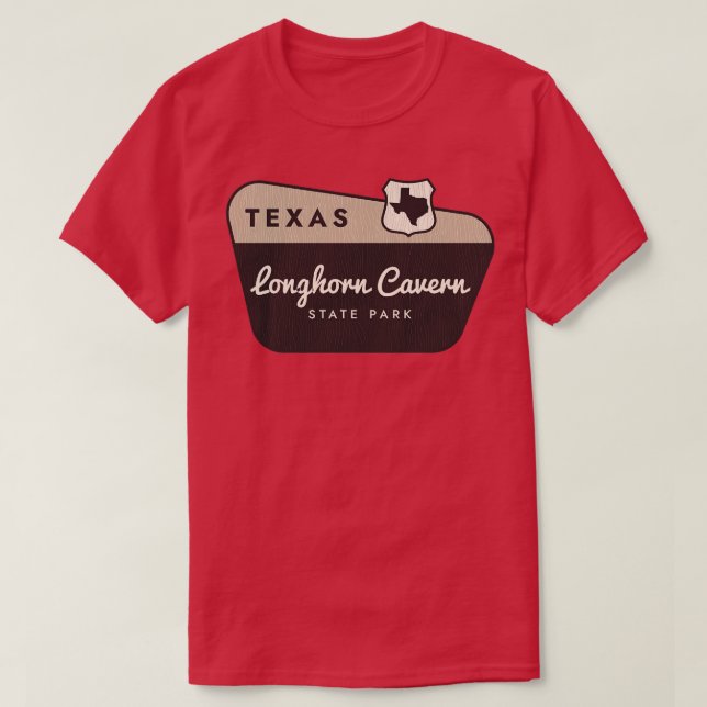 Longhorn Cavern Staat Park Texas Begrüßungszeichen T-Shirt (Design vorne)