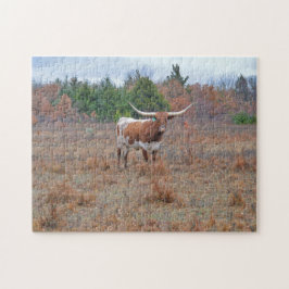 Longhorn Cow Texas Farm Orange Colors Puzzle
