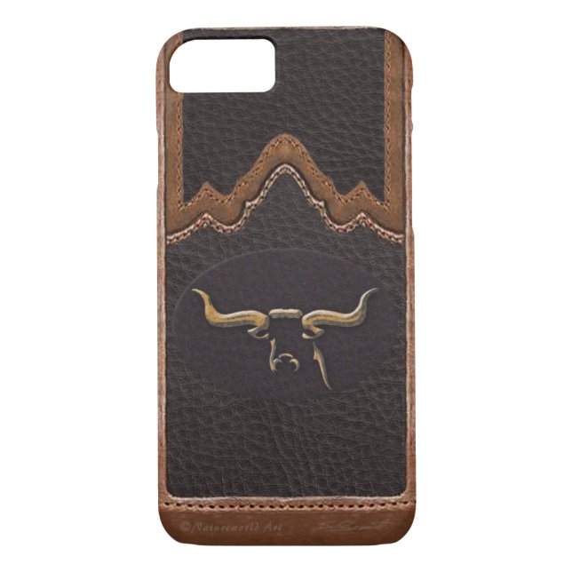 Longhorn Foto Imitate Leather iPhone 7 Fall Case-Mate iPhone Hülle (Rückseite)