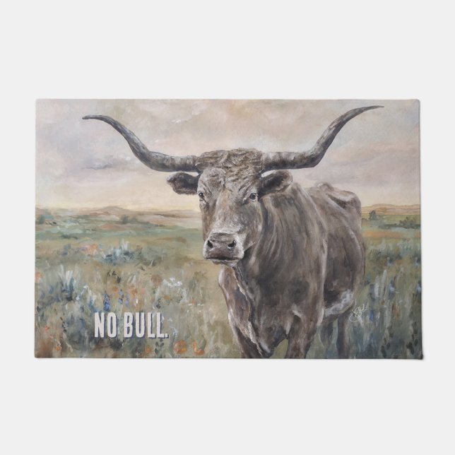 "Longhorn" handbemalt Fußmatte (Vorderseite)