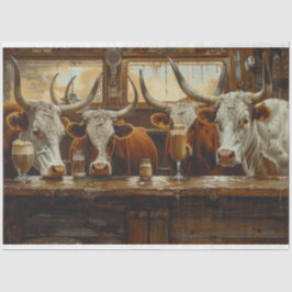 Longhorn Kühe am Western Dairy Bar Decoupage Seidenpapier