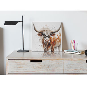 Longhorn Legacy Quadratische Wanduhr