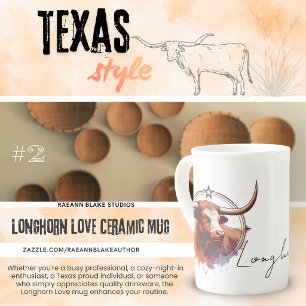 Longhorn Love #2 Bone China Keramikbecher Prozellantasse